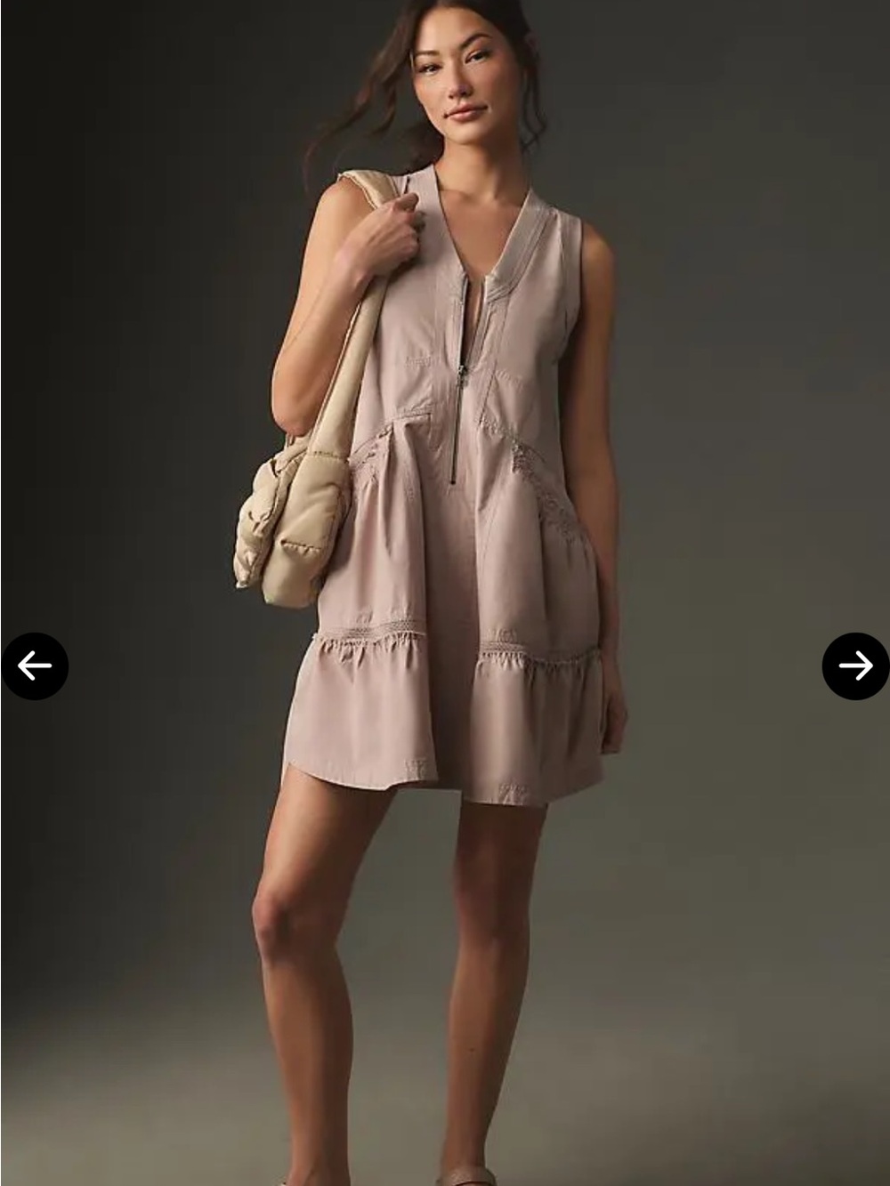 Daily Practice By Anthropologie Trek Utility Dress Mauve Mesh Sporty Zip